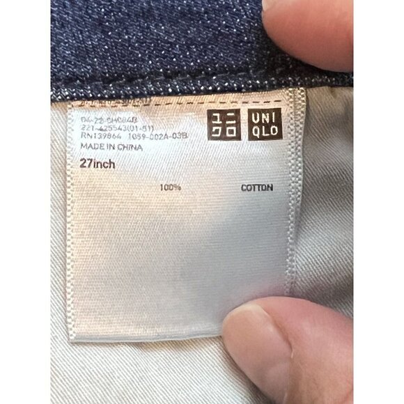 UNIQLO Jeans Retro Relax Fit Wide Leg High Rise Tapered Belted Blue Jeans - Picture 9 of 11
